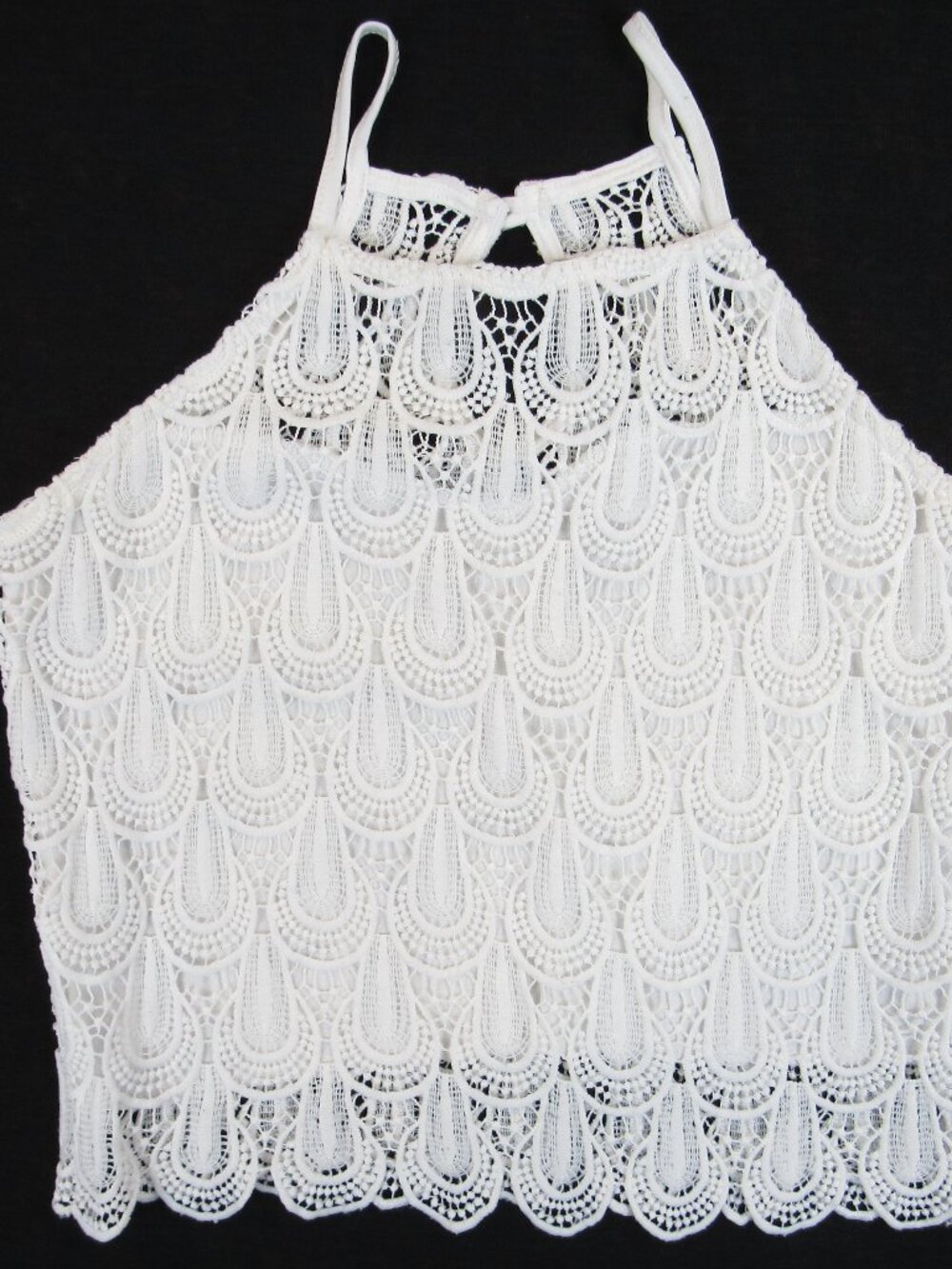 Charlotte Russe Juniors Size S Cropped Crochet Tank Top White Festival Boho